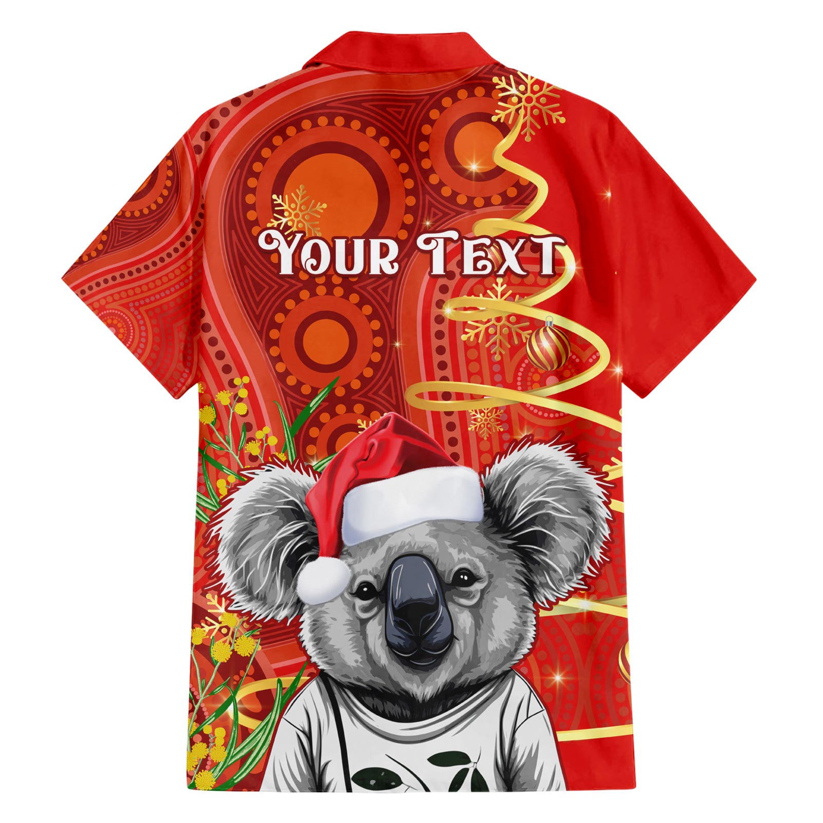 Personalised Australia Koala Christmas Hawaiian Shirt Aboriginal Art With Golden Wattle - Vibe Hoodie Shop