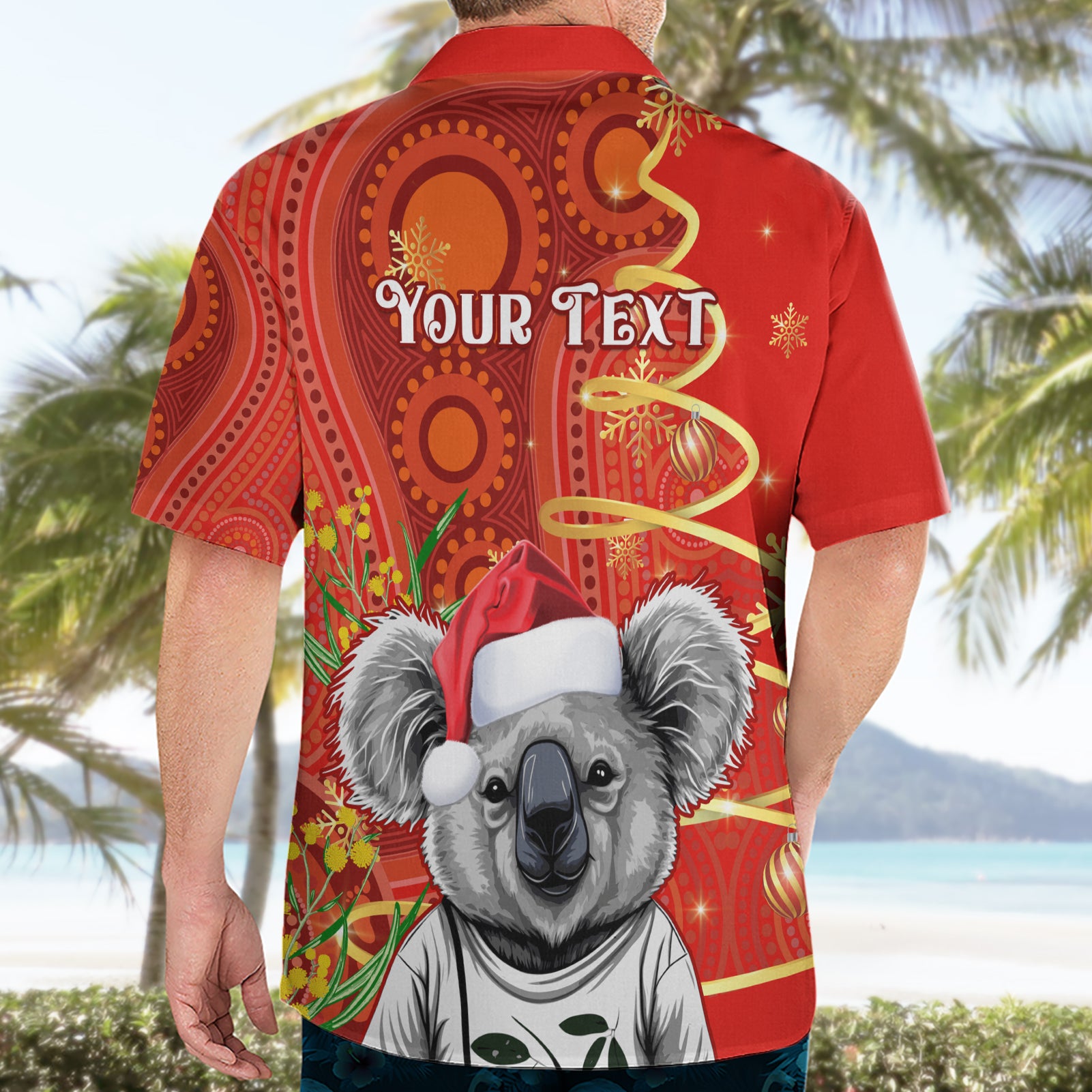 Personalised Australia Koala Christmas Hawaiian Shirt Aboriginal Art With Golden Wattle - Vibe Hoodie Shop