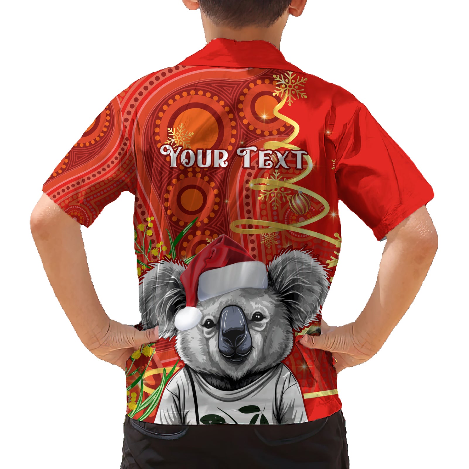 Personalised Australia Koala Christmas Hawaiian Shirt Aboriginal Art With Golden Wattle - Vibe Hoodie Shop