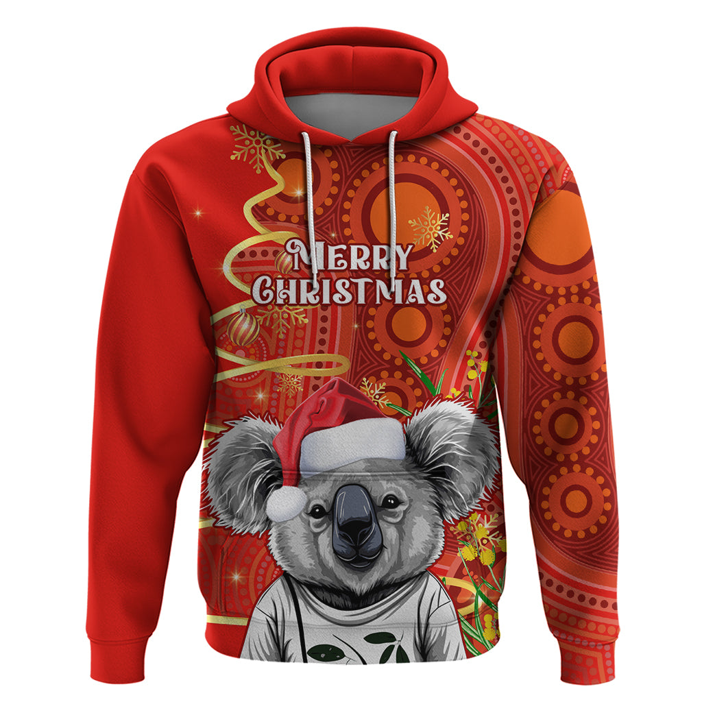 Personalised Australia Koala Christmas Hoodie Aboriginal Art With Golden Wattle - Vibe Hoodie Shop