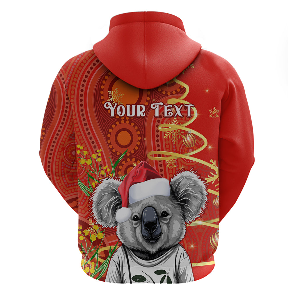 Personalised Australia Koala Christmas Hoodie Aboriginal Art With Golden Wattle - Vibe Hoodie Shop
