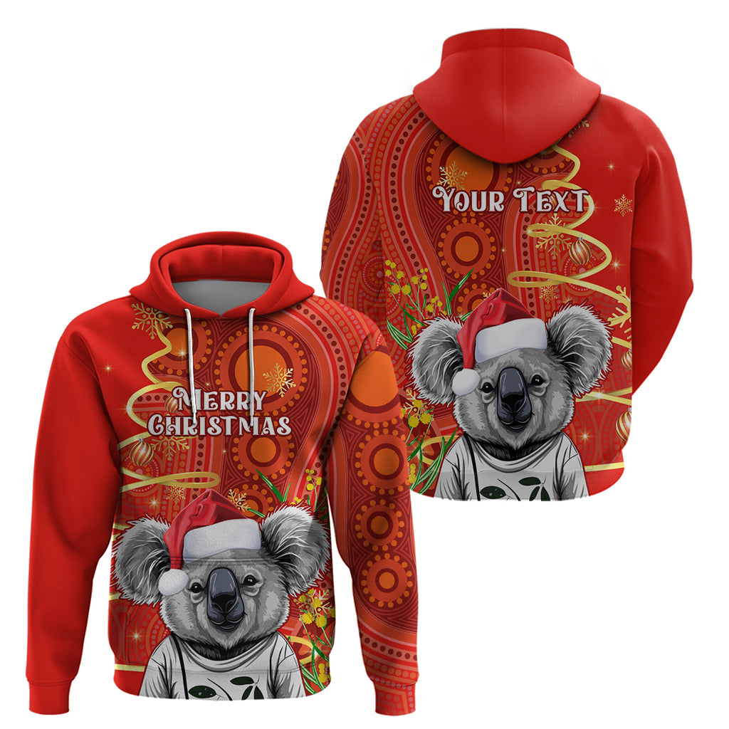 Personalised Australia Koala Christmas Hoodie Aboriginal Art With Golden Wattle - Vibe Hoodie Shop