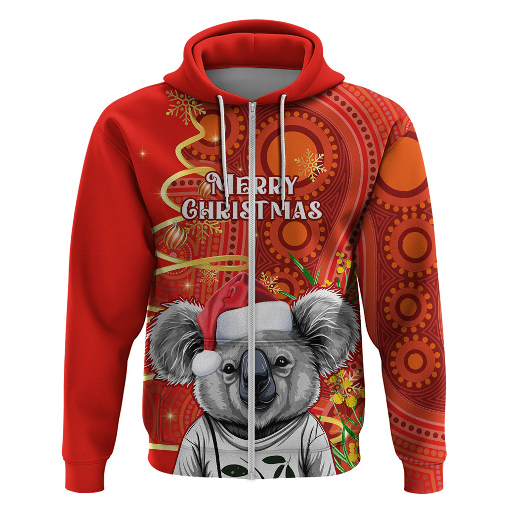 Personalised Australia Koala Christmas Hoodie Aboriginal Art With Golden Wattle - Vibe Hoodie Shop