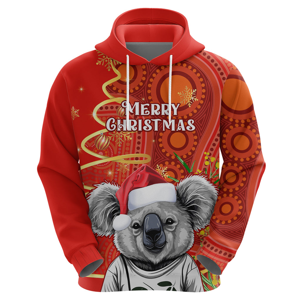 Personalised Australia Koala Christmas Hoodie Aboriginal Art With Golden Wattle - Vibe Hoodie Shop