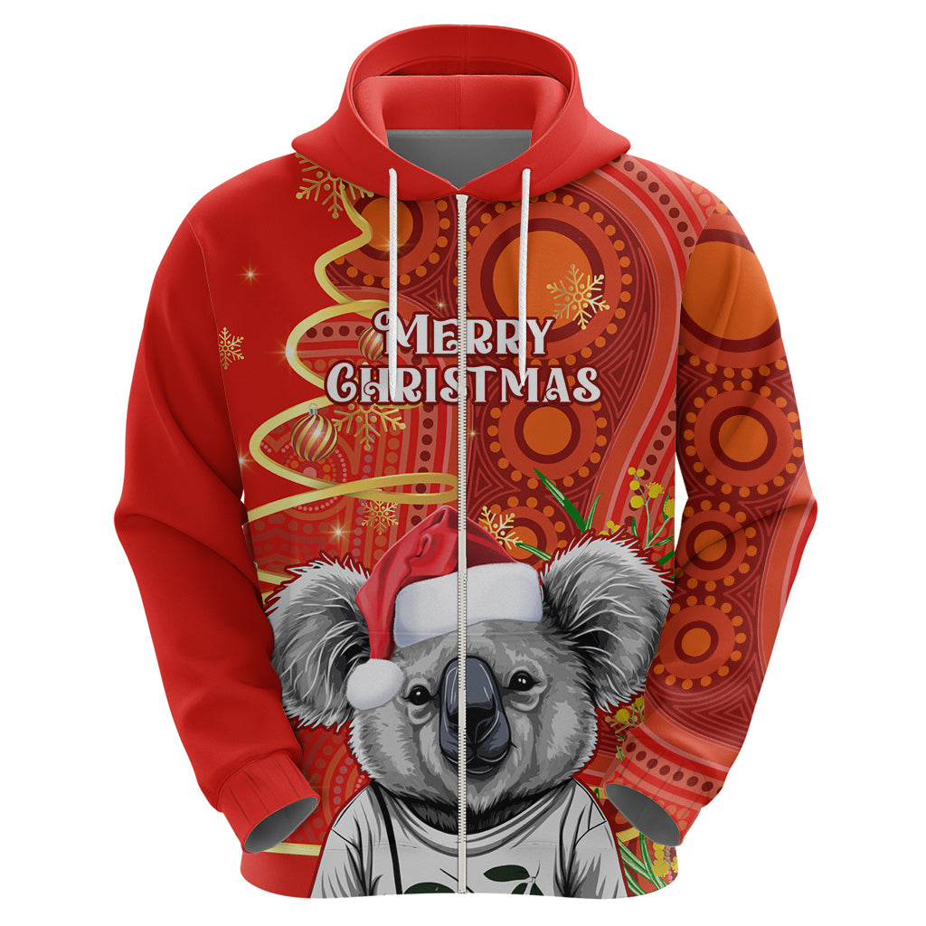 Personalised Australia Koala Christmas Hoodie Aboriginal Art With Golden Wattle - Vibe Hoodie Shop