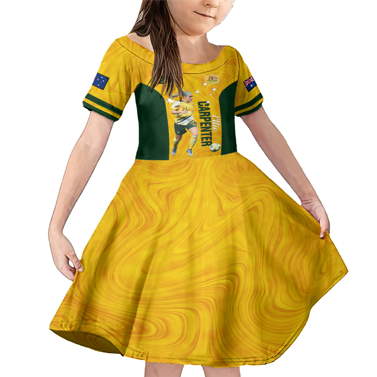 australia-soccer-family-matching-mermaid-dress-and-hawaiian-shirt-ellie-carpenter-matildas-gold-version