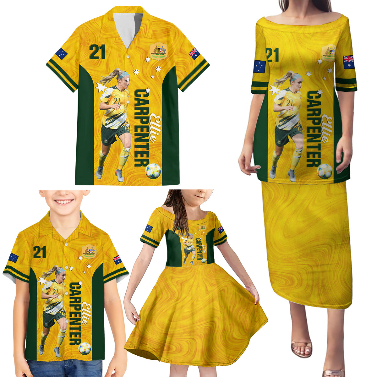 australia-soccer-family-matching-puletasi-and-hawaiian-shirt-ellie-carpenter-matildas-gold-version