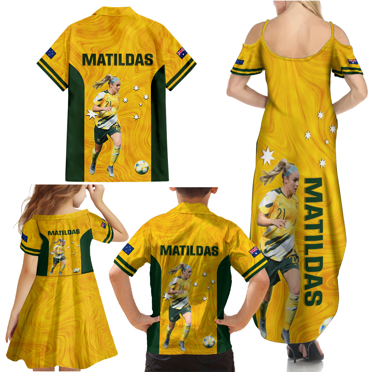 australia-soccer-family-matching-summer-maxi-dress-and-hawaiian-shirt-ellie-carpenter-matildas-gold-version