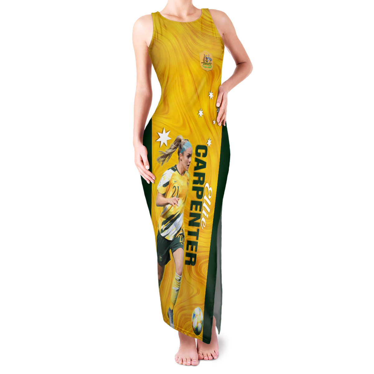 australia-soccer-family-matching-tank-maxi-dress-and-hawaiian-shirt-ellie-carpenter-matildas-gold-version