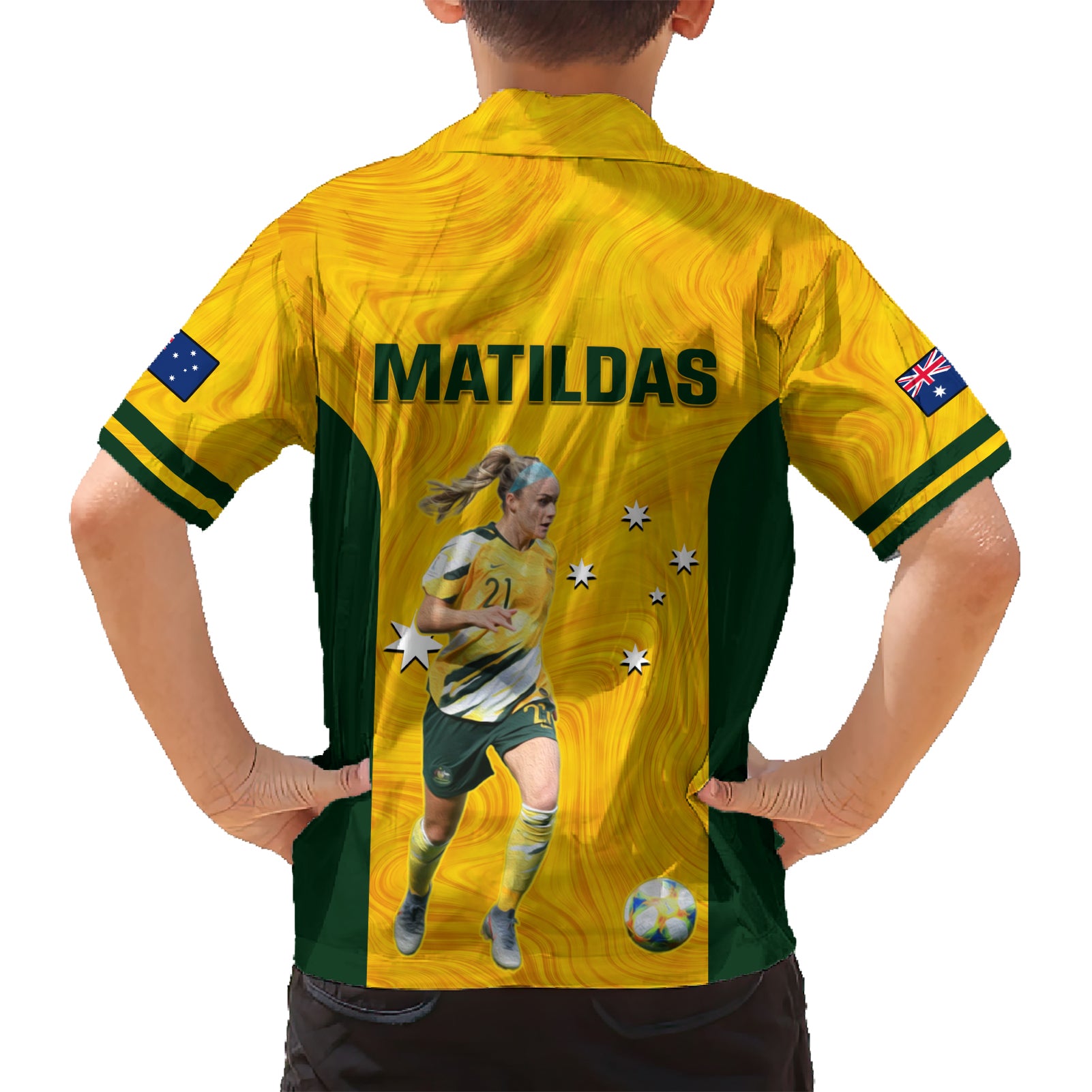 Australia Soccer Hawaiian Shirt Ellie Carpenter Matildas Gold Version - Vibe Hoodie Shop