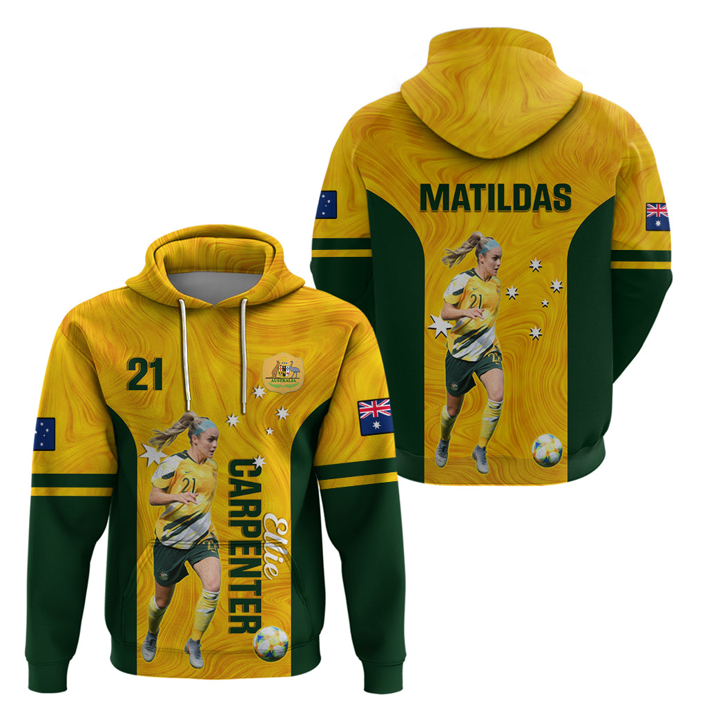 Australia Soccer Hoodie Ellie Carpenter Matildas Gold Version - Vibe Hoodie Shop