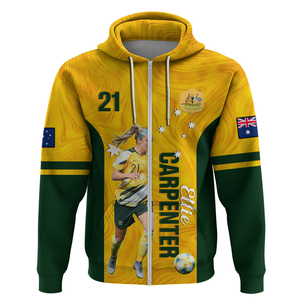Australia Soccer Hoodie Ellie Carpenter Matildas Gold Version - Vibe Hoodie Shop