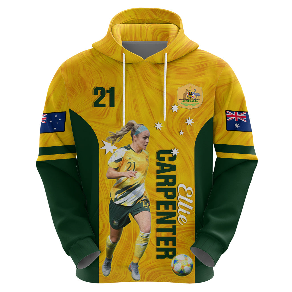Australia Soccer Hoodie Ellie Carpenter Matildas Gold Version - Vibe Hoodie Shop