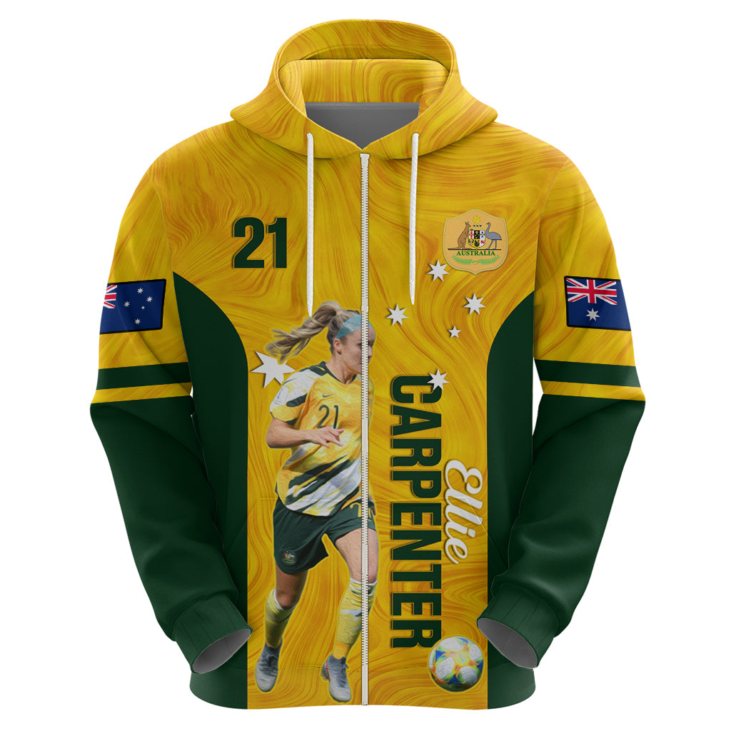 Australia Soccer Hoodie Ellie Carpenter Matildas Gold Version - Vibe Hoodie Shop