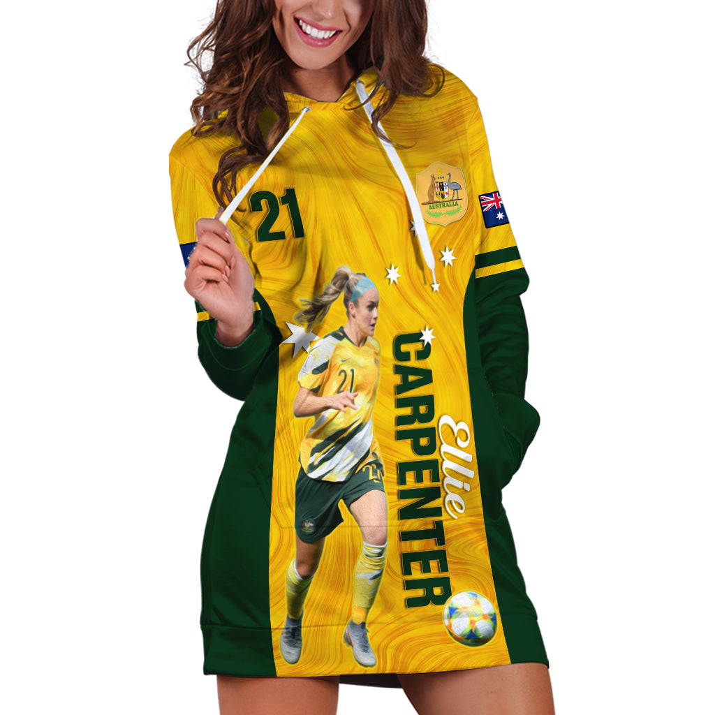 Australia Soccer Hoodie Dress Ellie Carpenter Matildas Gold Version - Vibe Hoodie Shop