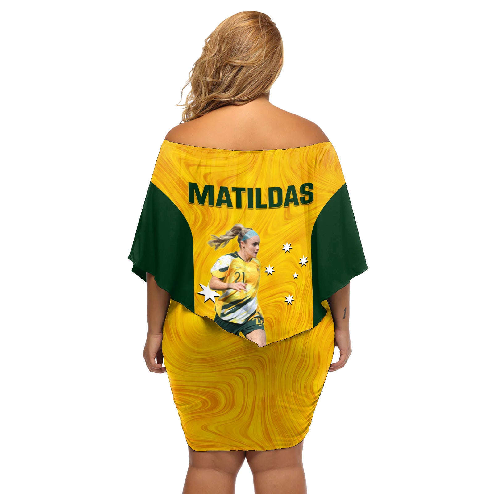 australia-soccer-off-shoulder-short-dress-ellie-carpenter-matildas-gold-version