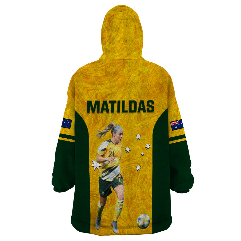 Australia Soccer Wearable Blanket Hoodie Ellie Carpenter Matildas Gold Version - Vibe Hoodie Shop