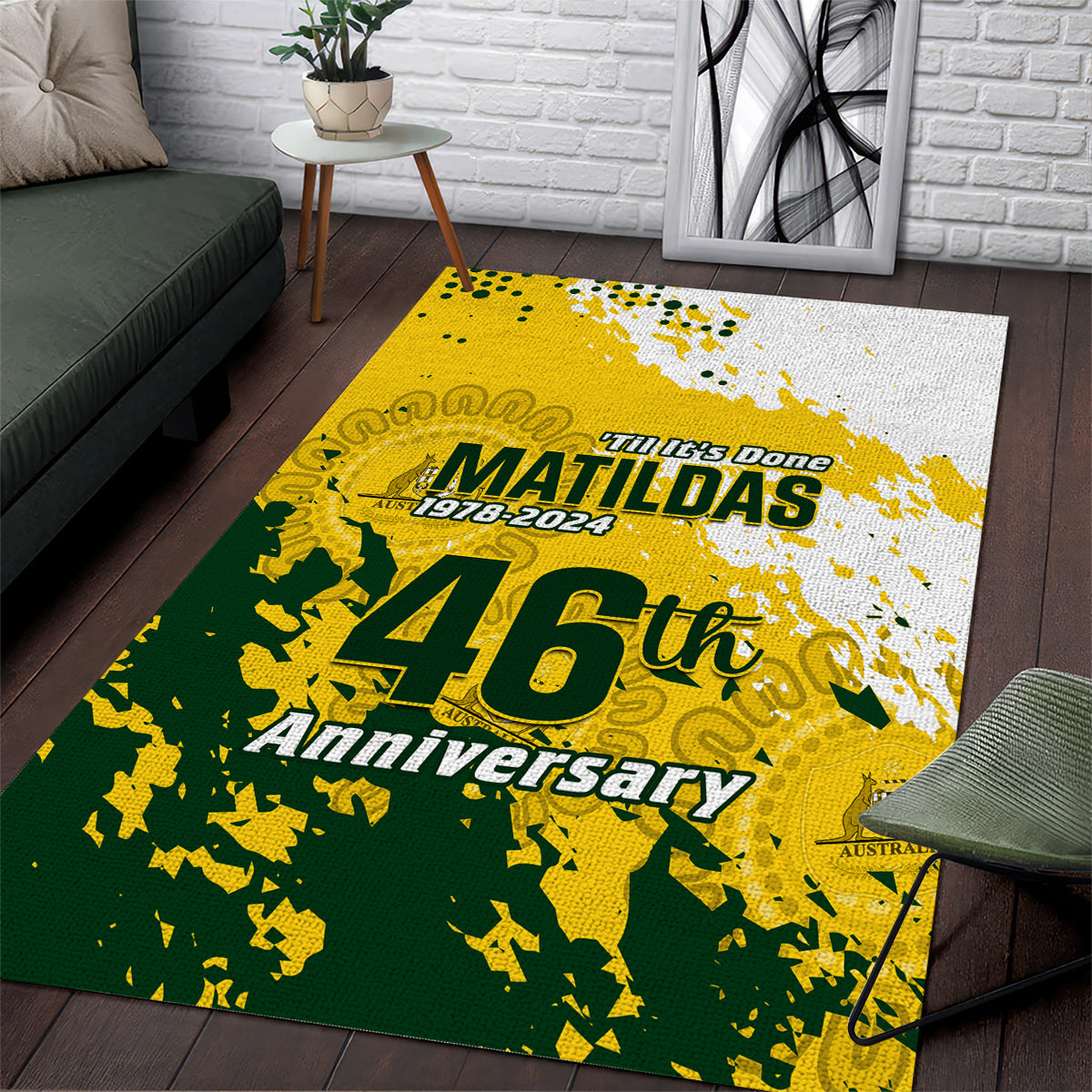 Australia Soccer Area Rug Til Its Done Matildas 2024 Happy 46th Anniversary - Vibe Hoodie Shop