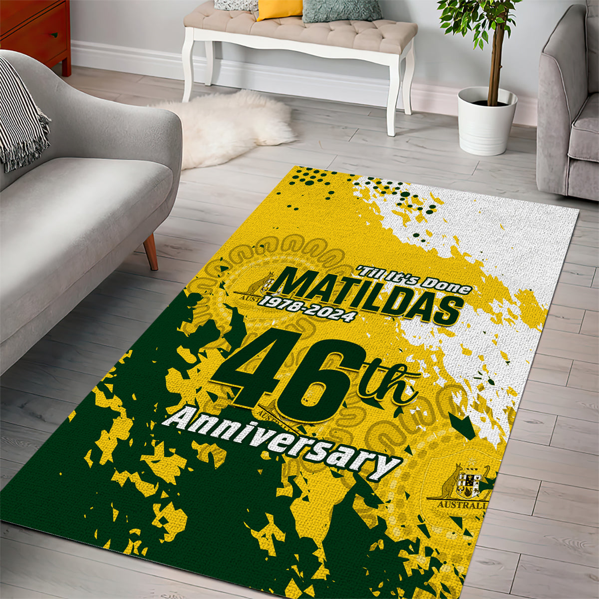 Australia Soccer Area Rug Til Its Done Matildas 2024 Happy 46th Anniversary - Vibe Hoodie Shop