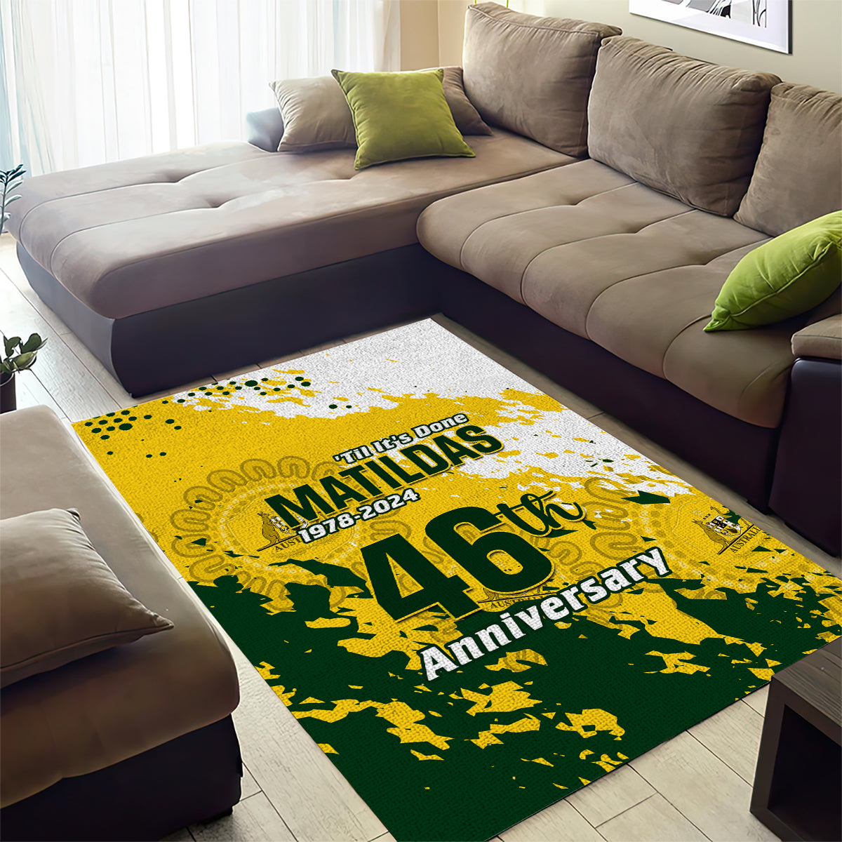 Australia Soccer Area Rug Til Its Done Matildas 2024 Happy 46th Anniversary - Vibe Hoodie Shop