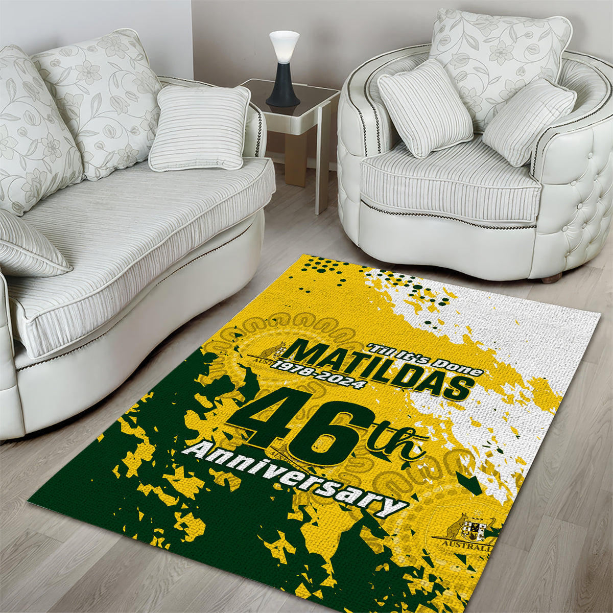 Australia Soccer Area Rug Til Its Done Matildas 2024 Happy 46th Anniversary - Vibe Hoodie Shop