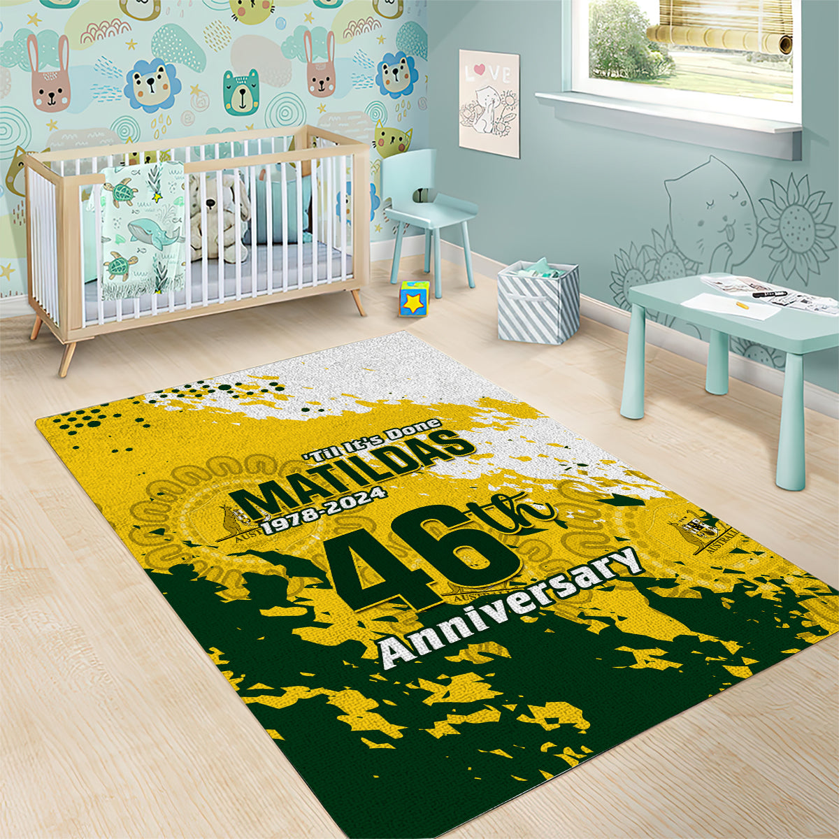 Australia Soccer Area Rug Til Its Done Matildas 2024 Happy 46th Anniversary - Vibe Hoodie Shop