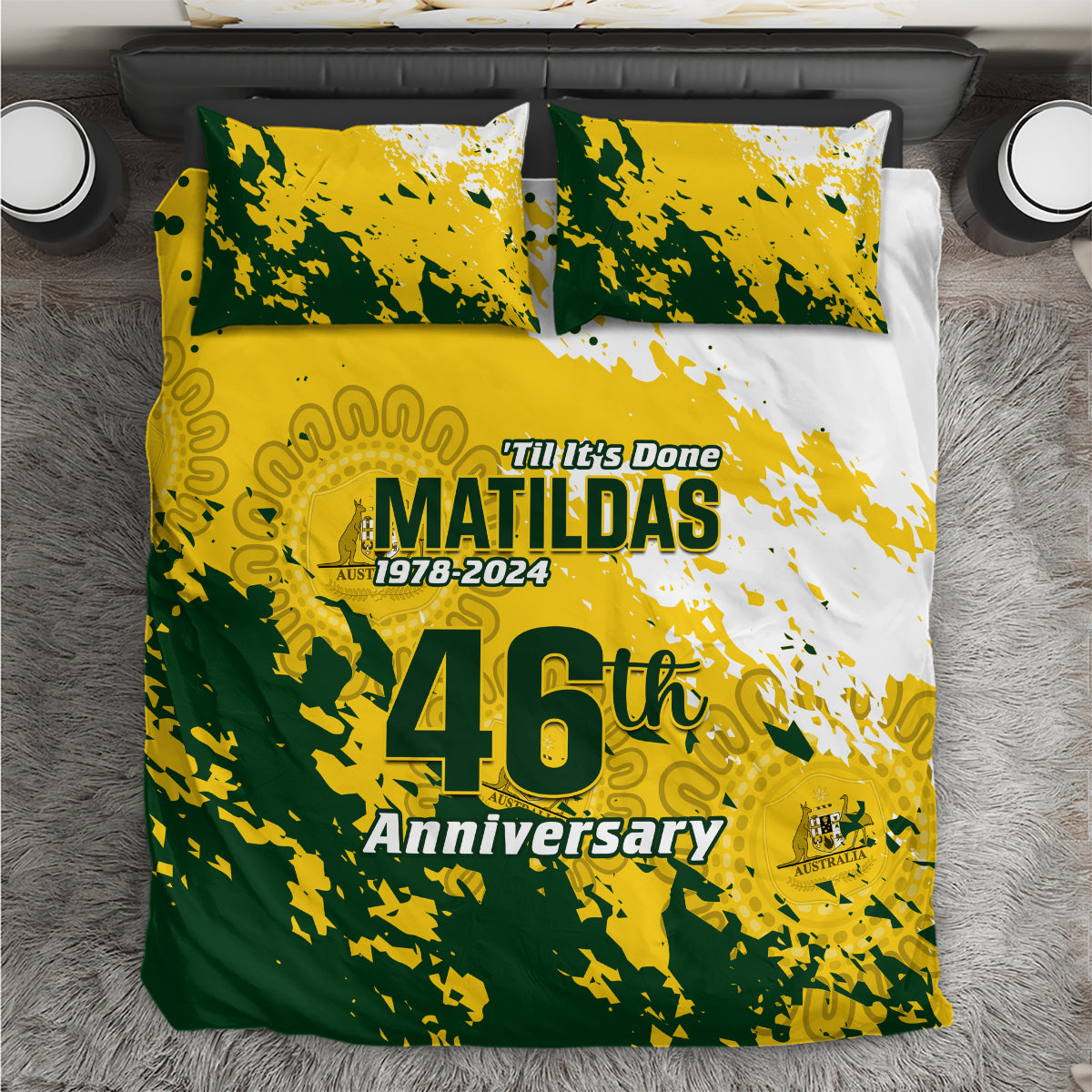 Australia Soccer Bedding Set Til Its Done Matildas 2024 Happy 46th Anniversary - Vibe Hoodie Shop