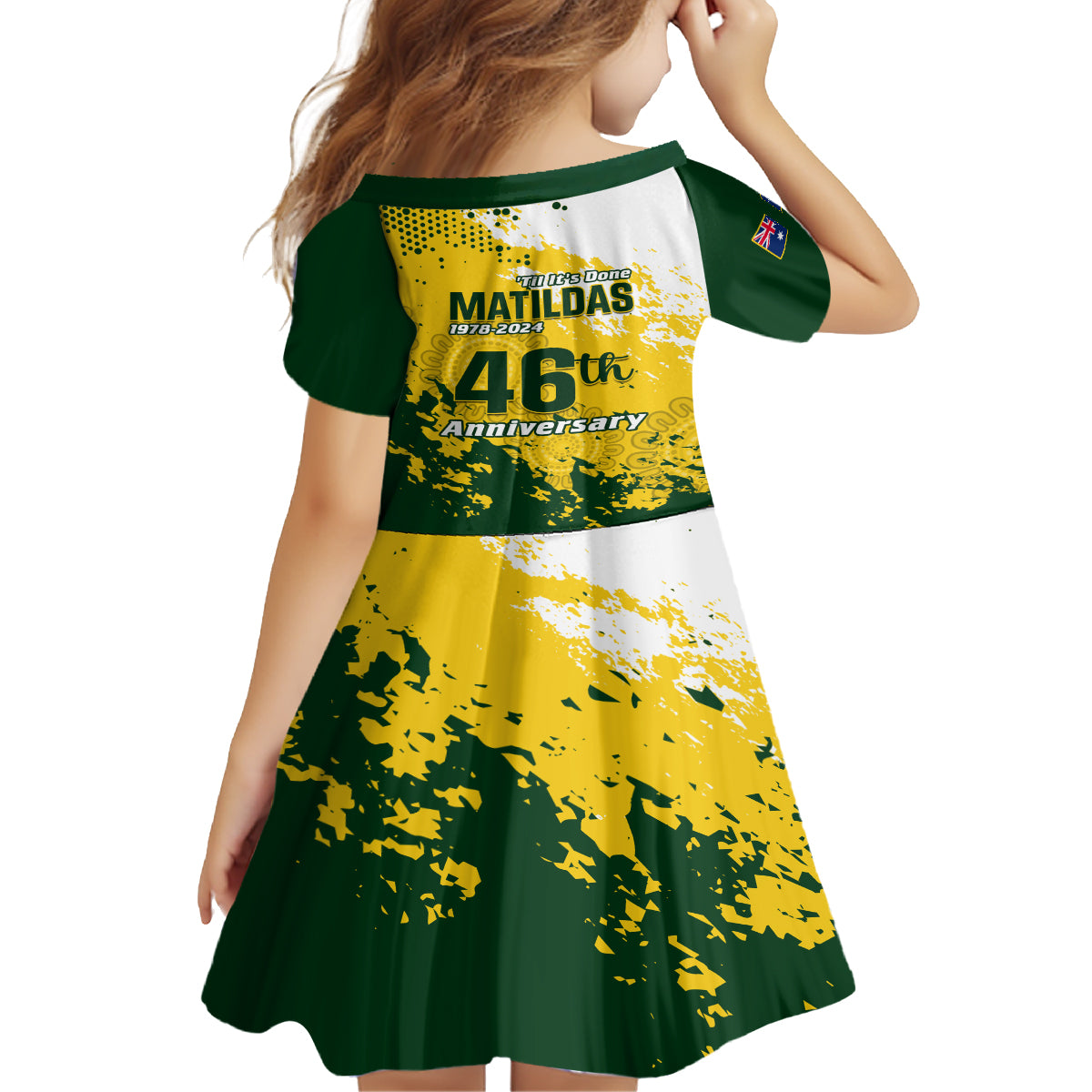 Australia Soccer Kid Short Sleeve Dress Til Its Done Matildas 2024 Happy 46th Anniversary - Vibe Hoodie Shop