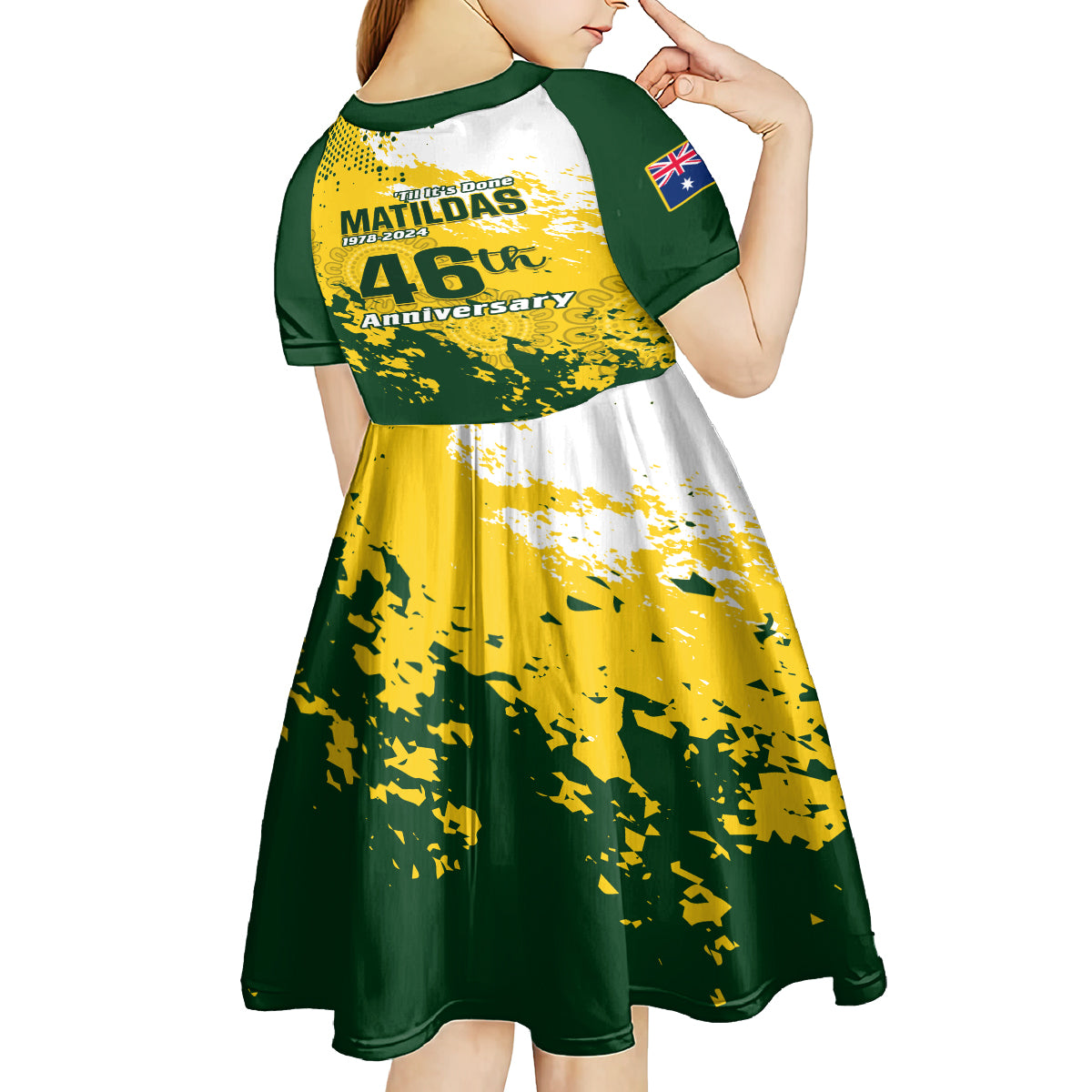 Australia Soccer Kid Short Sleeve Dress Til Its Done Matildas 2024 Happy 46th Anniversary - Vibe Hoodie Shop