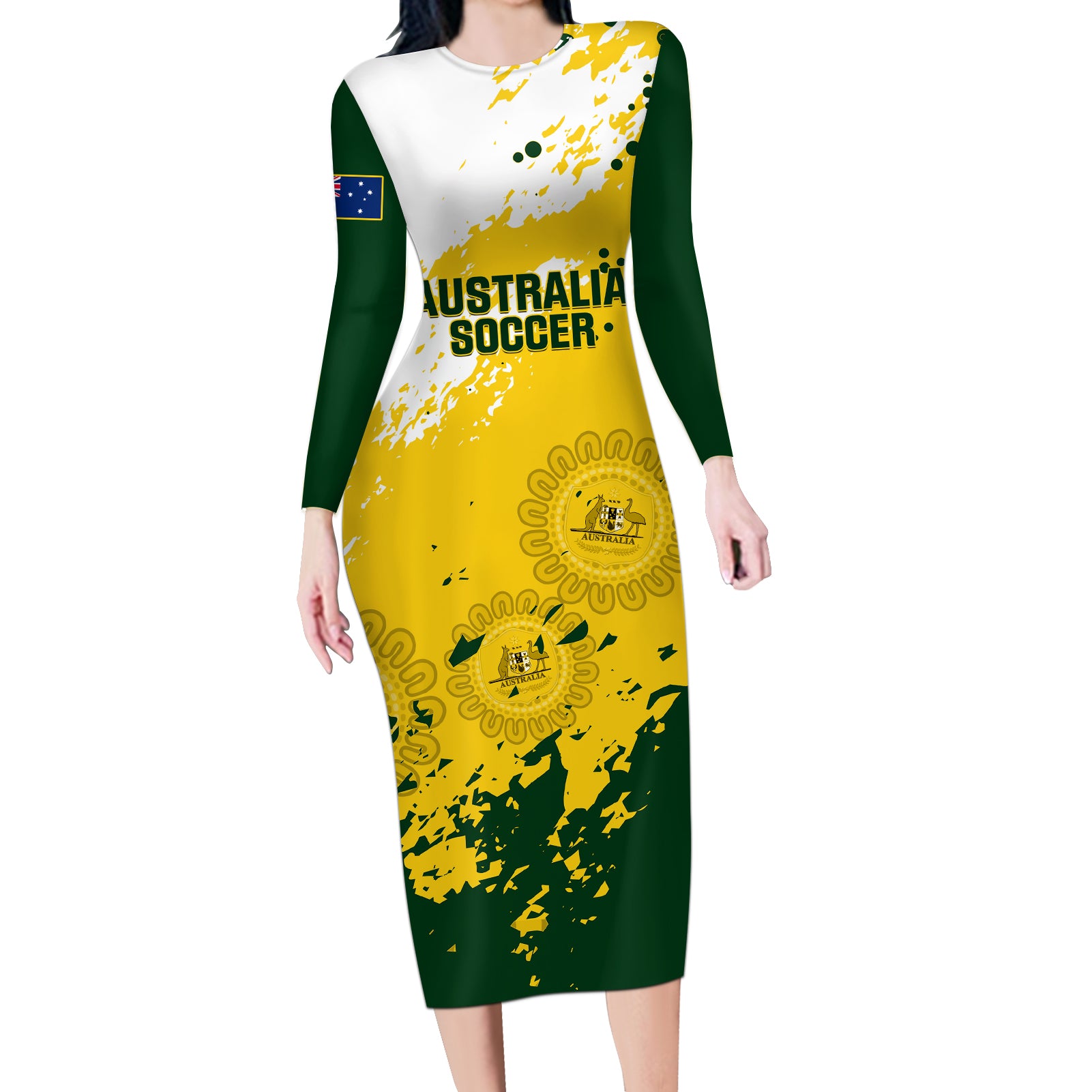 australia-soccer-long-sleeve-bodycon-dress-til-its-done-matildas-2024-happy-46th-anniversary