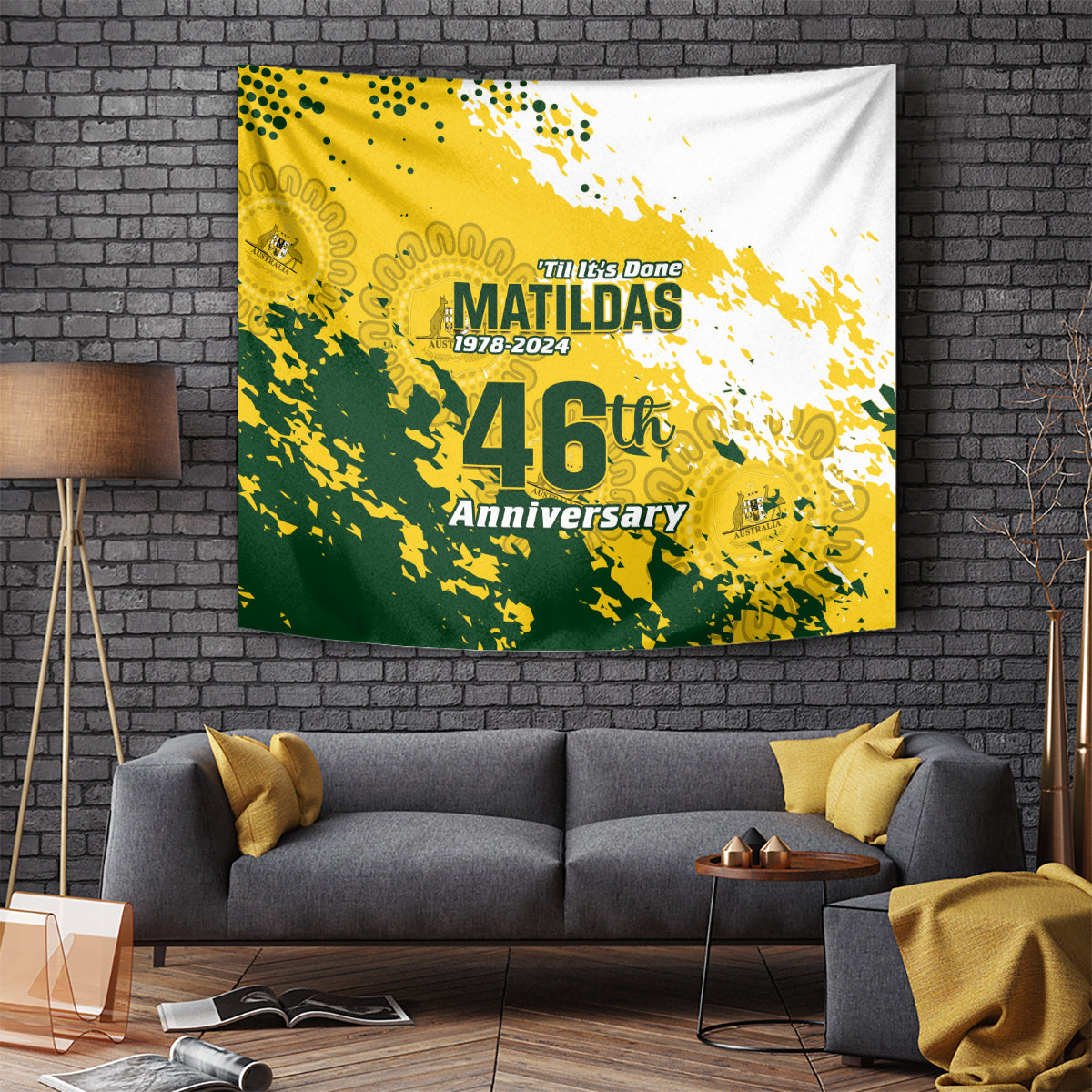 Australia Soccer Tapestry Til Its Done Matildas 2024 Happy 46th Anniversary - Vibe Hoodie Shop