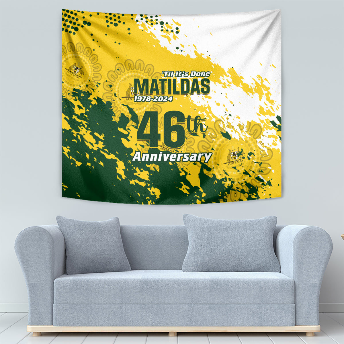 Australia Soccer Tapestry Til Its Done Matildas 2024 Happy 46th Anniversary - Vibe Hoodie Shop