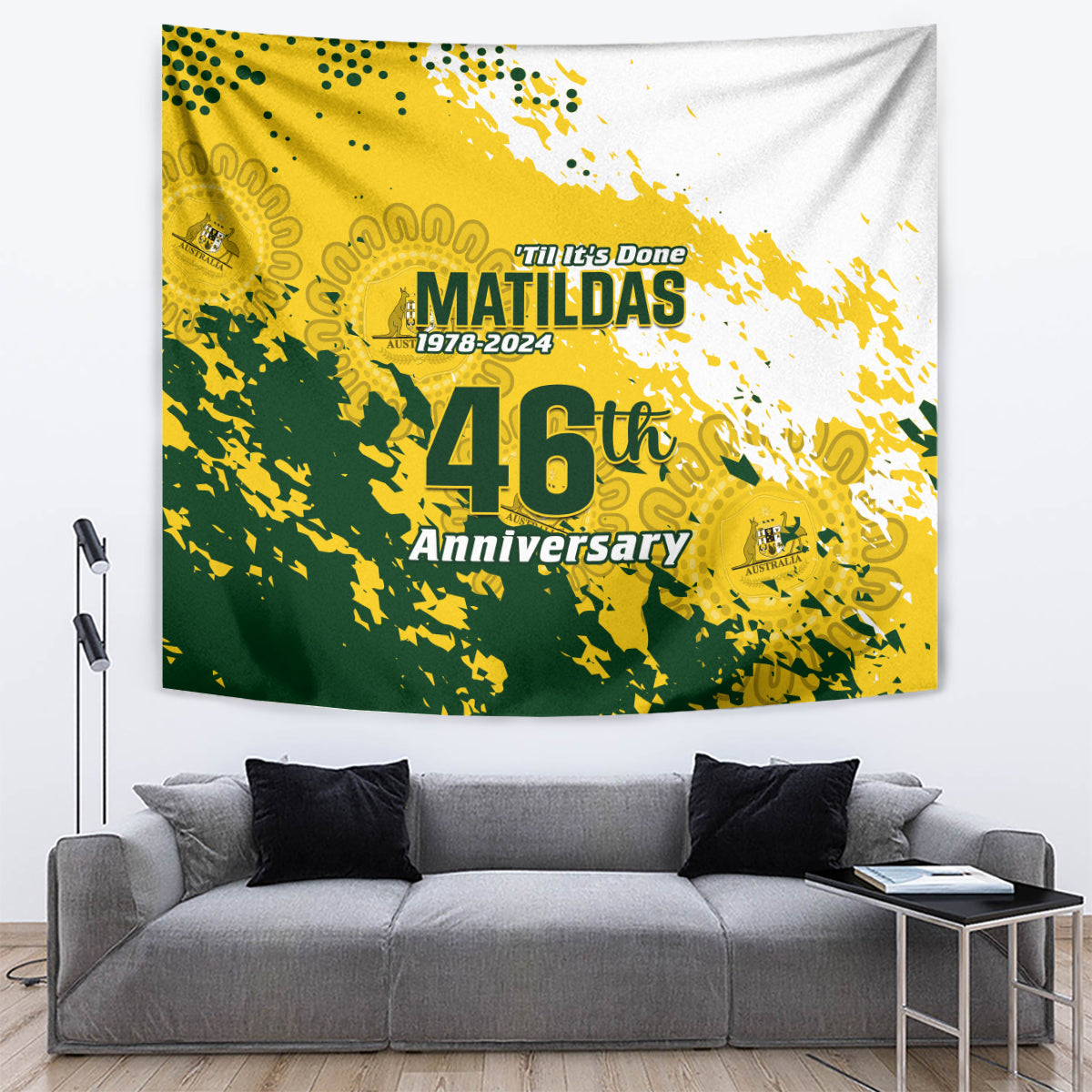 Australia Soccer Tapestry Til Its Done Matildas 2024 Happy 46th Anniversary - Vibe Hoodie Shop