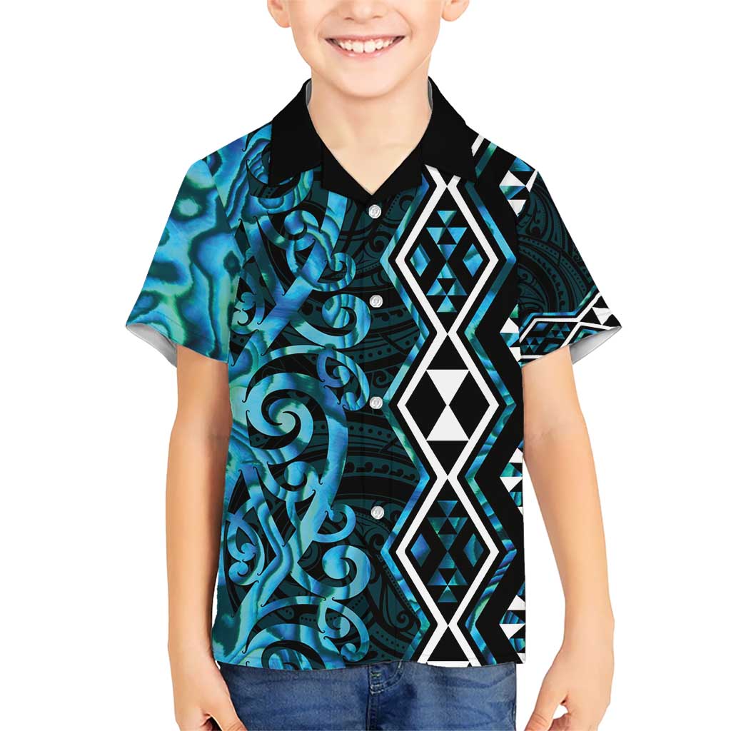 Turquoise Aotearoa Hawaiian Shirt Taniko Motifs With Paua Shell Kowhaiwhai - Vibe Hoodie Shop