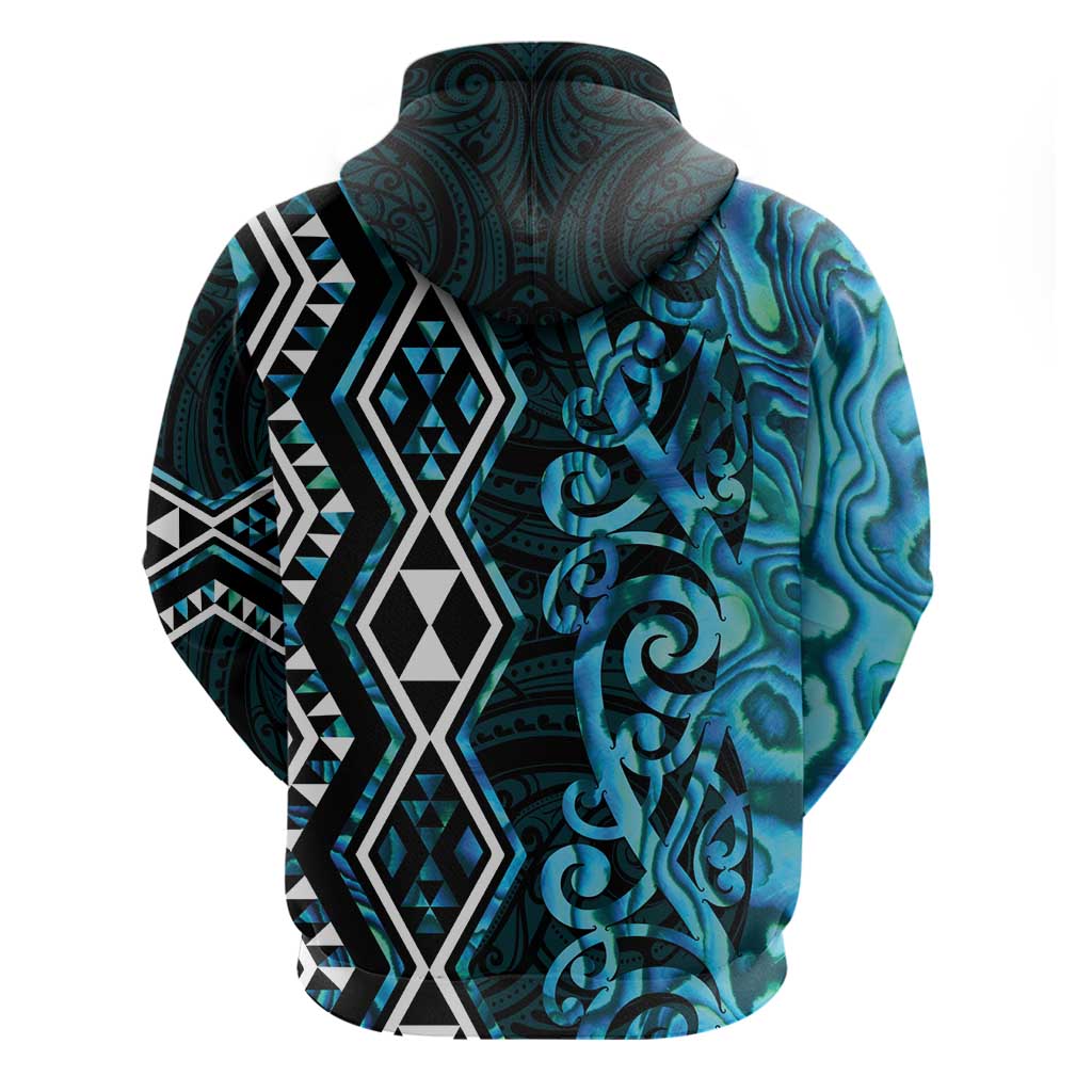 Turquoise Aotearoa Hoodie Taniko Motifs With Paua Shell Kowhaiwhai - Vibe Hoodie Shop