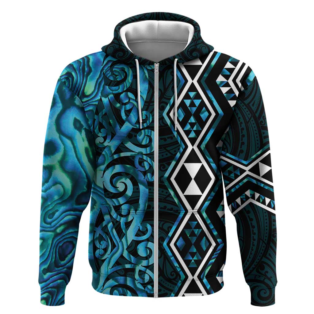 Turquoise Aotearoa Hoodie Taniko Motifs With Paua Shell Kowhaiwhai - Vibe Hoodie Shop