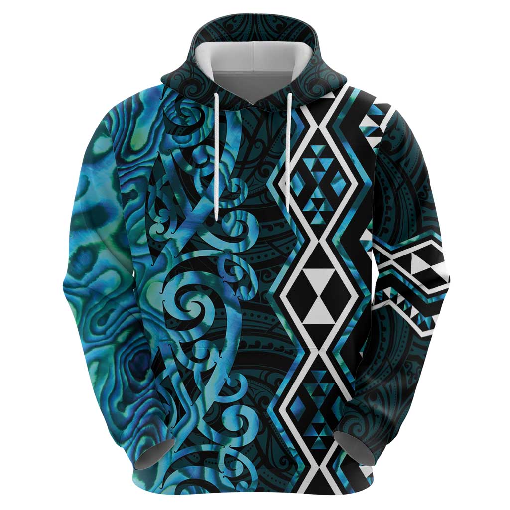 Turquoise Aotearoa Hoodie Taniko Motifs With Paua Shell Kowhaiwhai - Vibe Hoodie Shop