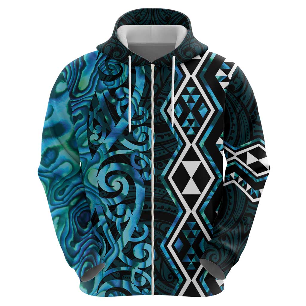 Turquoise Aotearoa Hoodie Taniko Motifs With Paua Shell Kowhaiwhai - Vibe Hoodie Shop