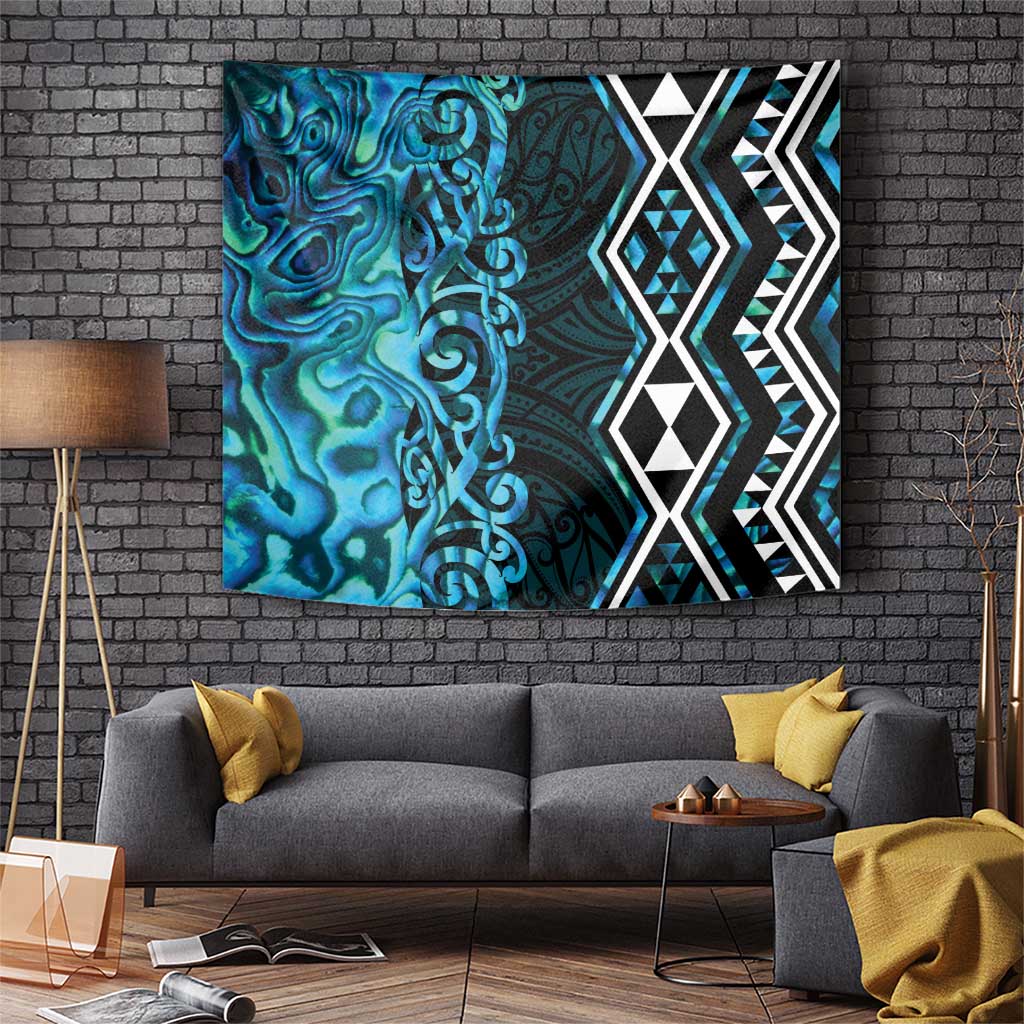 Turquoise Aotearoa Tapestry Taniko Motifs With Paua Shell Kowhaiwhai - Vibe Hoodie Shop