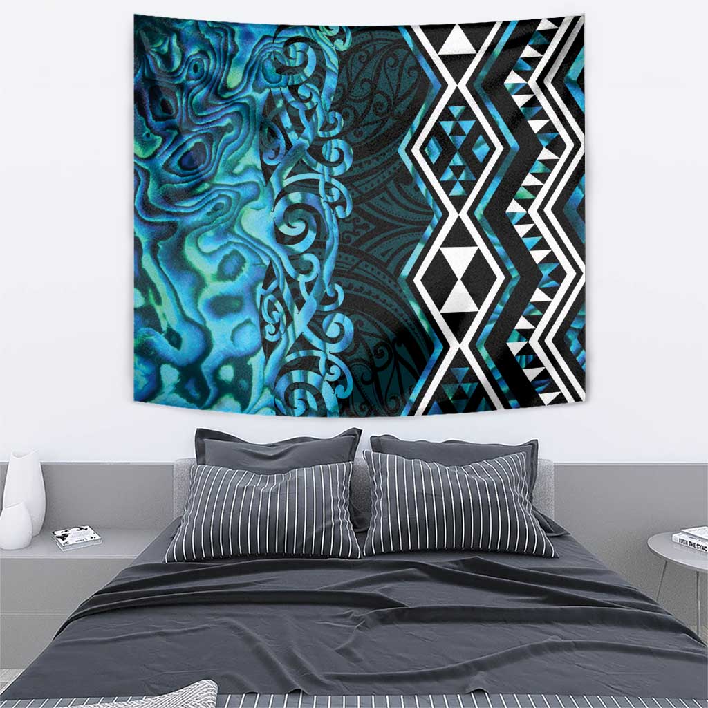 Turquoise Aotearoa Tapestry Taniko Motifs With Paua Shell Kowhaiwhai - Vibe Hoodie Shop