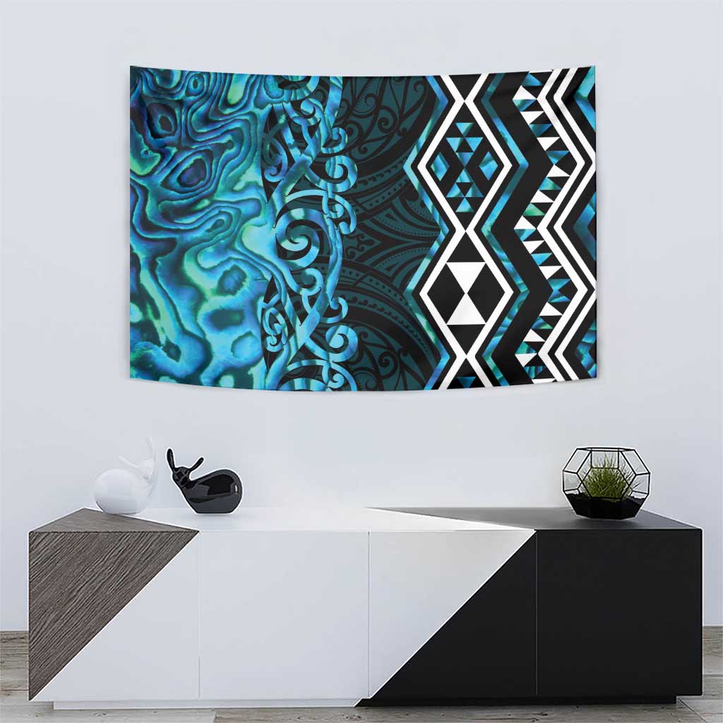 Turquoise Aotearoa Tapestry Taniko Motifs With Paua Shell Kowhaiwhai - Vibe Hoodie Shop