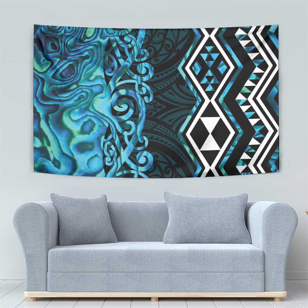 Turquoise Aotearoa Tapestry Taniko Motifs With Paua Shell Kowhaiwhai - Vibe Hoodie Shop