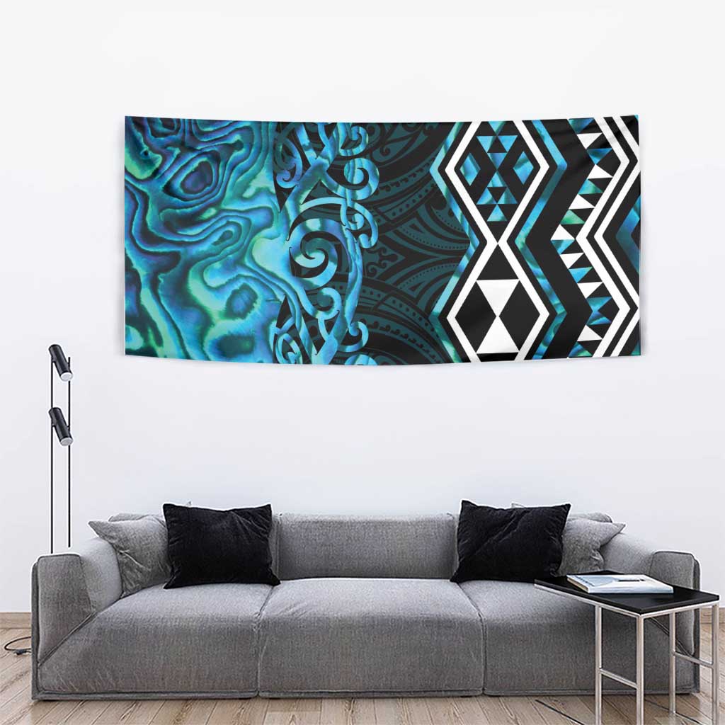 Turquoise Aotearoa Tapestry Taniko Motifs With Paua Shell Kowhaiwhai - Vibe Hoodie Shop