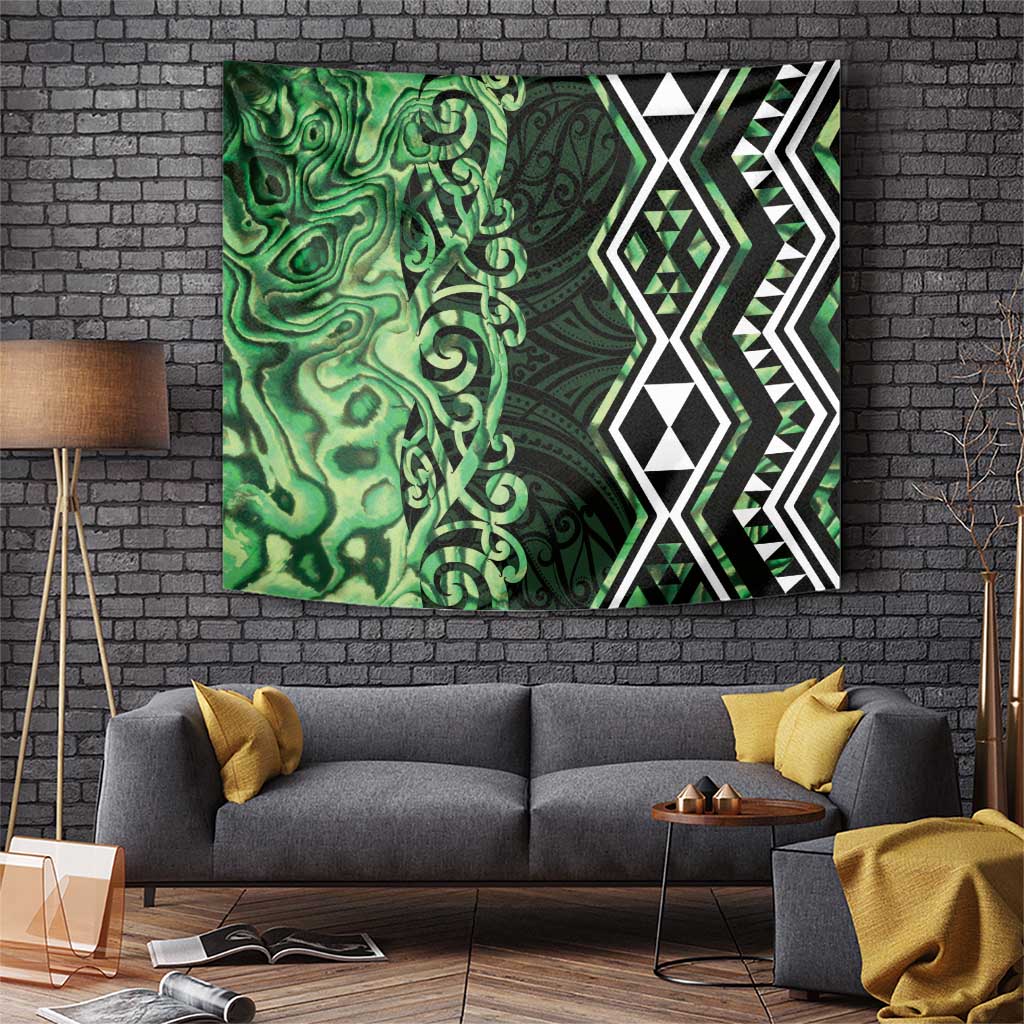 Green Aotearoa Tapestry Taniko Motifs With Paua Shell Kowhaiwhai - Vibe Hoodie Shop