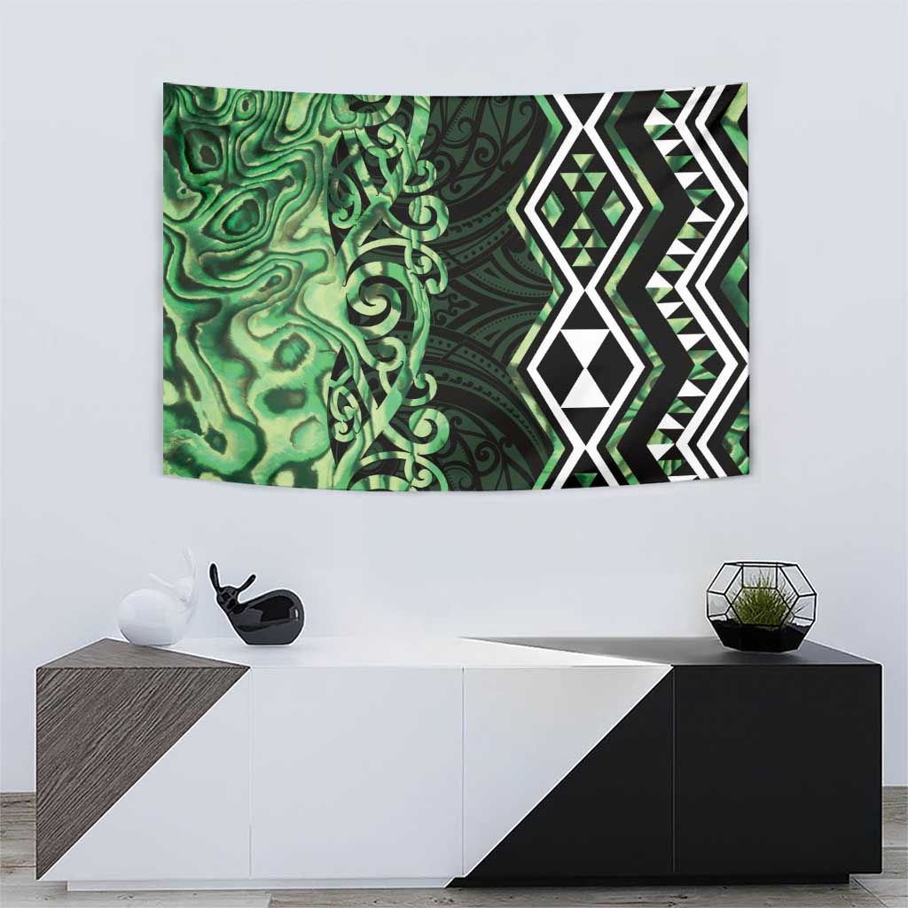 Green Aotearoa Tapestry Taniko Motifs With Paua Shell Kowhaiwhai - Vibe Hoodie Shop