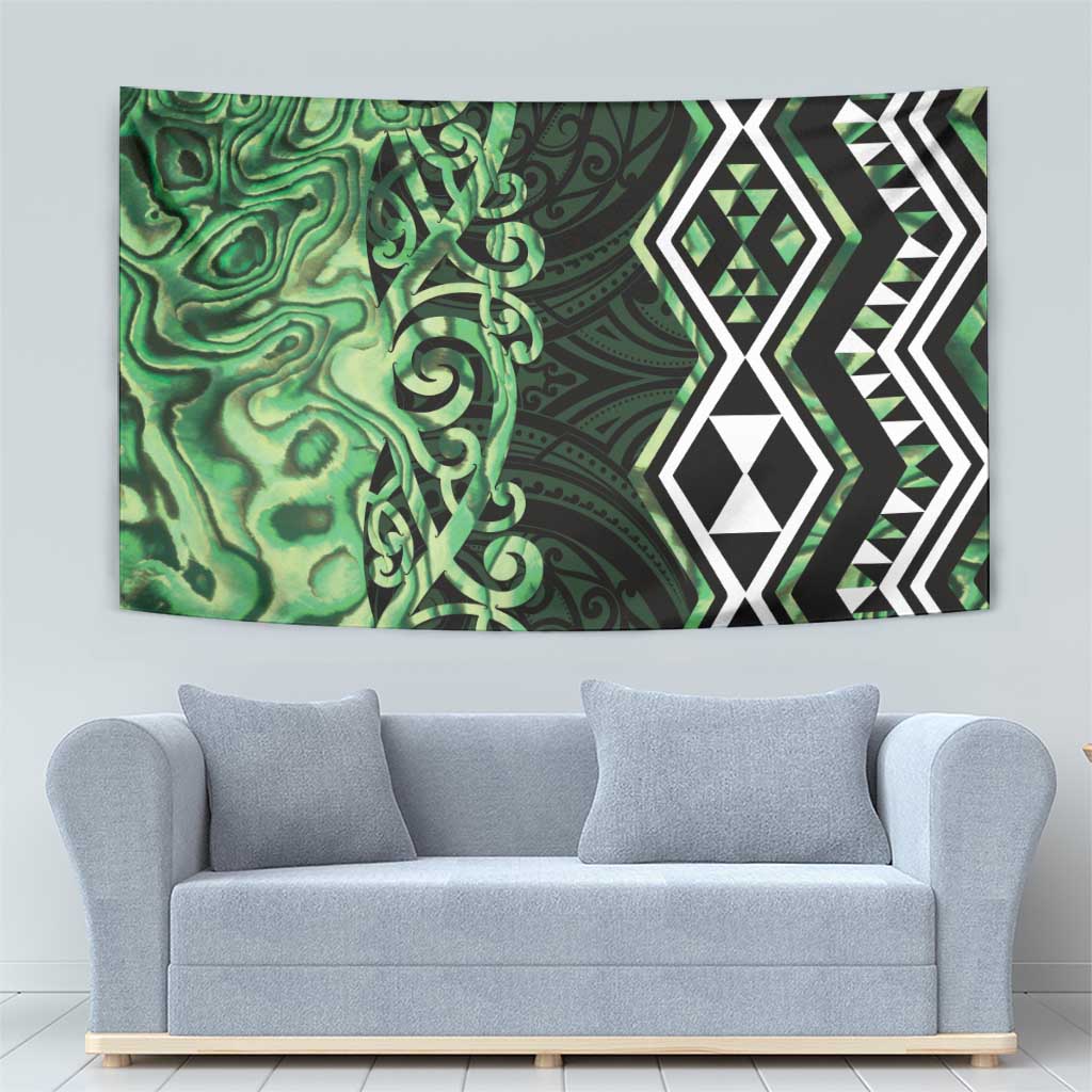 Green Aotearoa Tapestry Taniko Motifs With Paua Shell Kowhaiwhai - Vibe Hoodie Shop