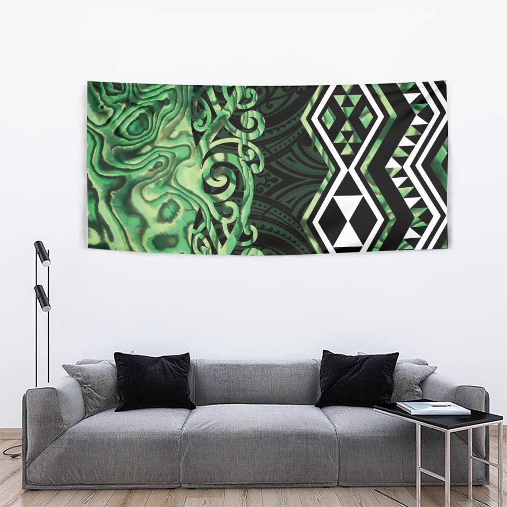 Green Aotearoa Tapestry Taniko Motifs With Paua Shell Kowhaiwhai - Vibe Hoodie Shop