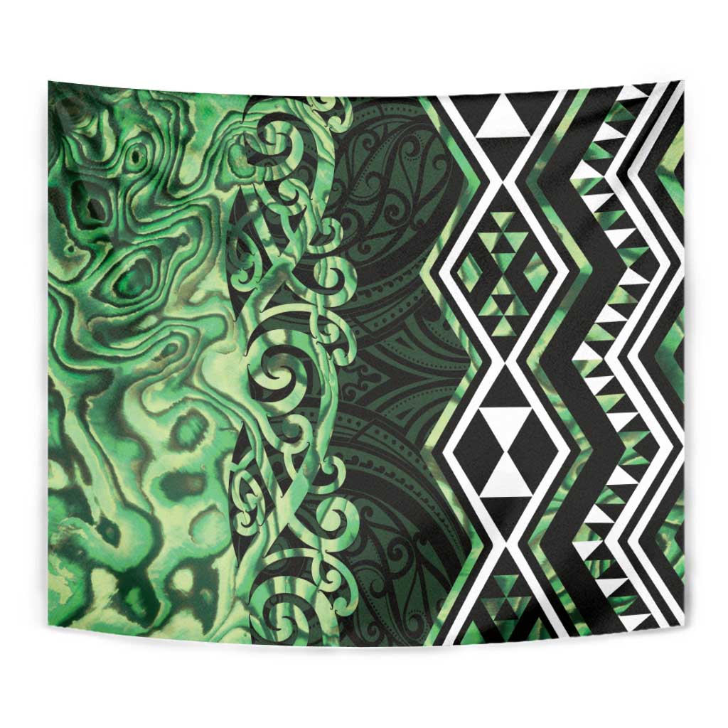 Green Aotearoa Tapestry Taniko Motifs With Paua Shell Kowhaiwhai - Vibe Hoodie Shop