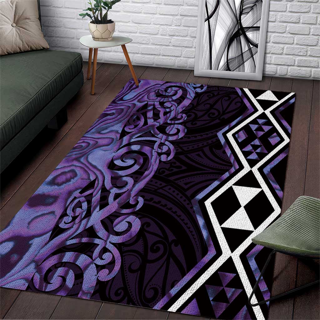 Purple Aotearoa Area Rug Taniko Motifs With Paua Shell Kowhaiwhai - Vibe Hoodie Shop