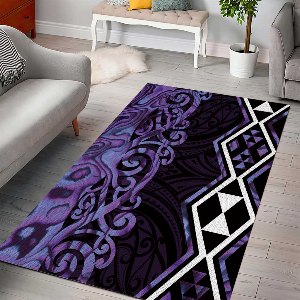 Purple Aotearoa Area Rug Taniko Motifs With Paua Shell Kowhaiwhai - Vibe Hoodie Shop